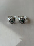 Aarika 925 Silver Oxidised Stone Toe Rings