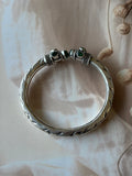 Arjun 925 Silver Oxidised Green Stone Kada