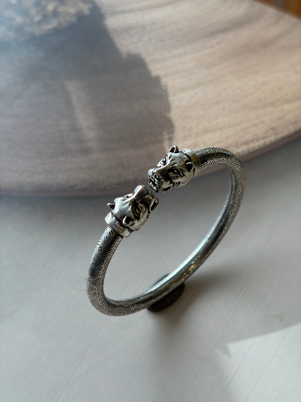 Kesari 925 Silver Oxidised Tiger Kada