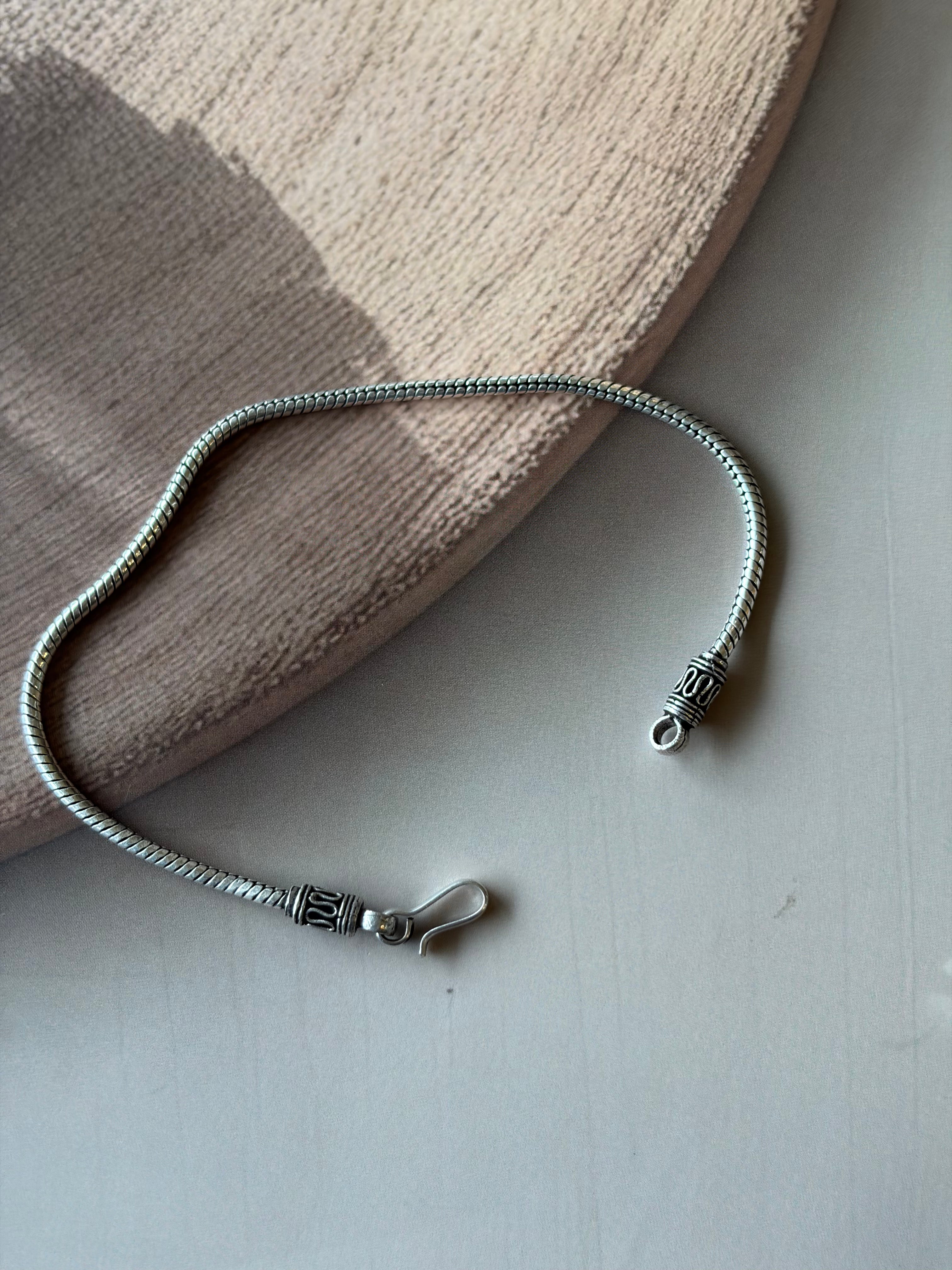 Veer 925 Silver Oxidised Snake Chain Bracelet