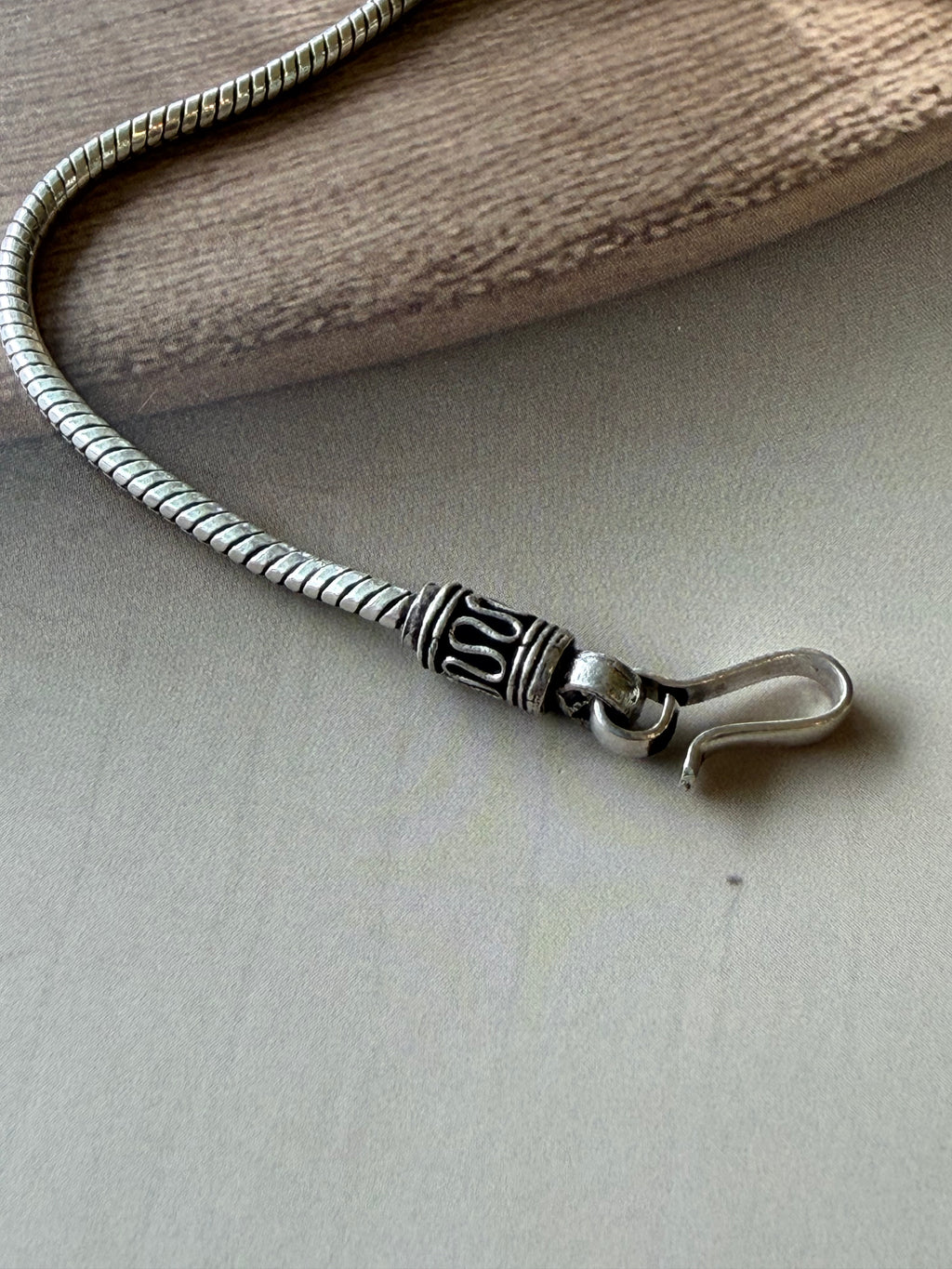 Veer 925 Silver Oxidised Snake Chain Bracelet