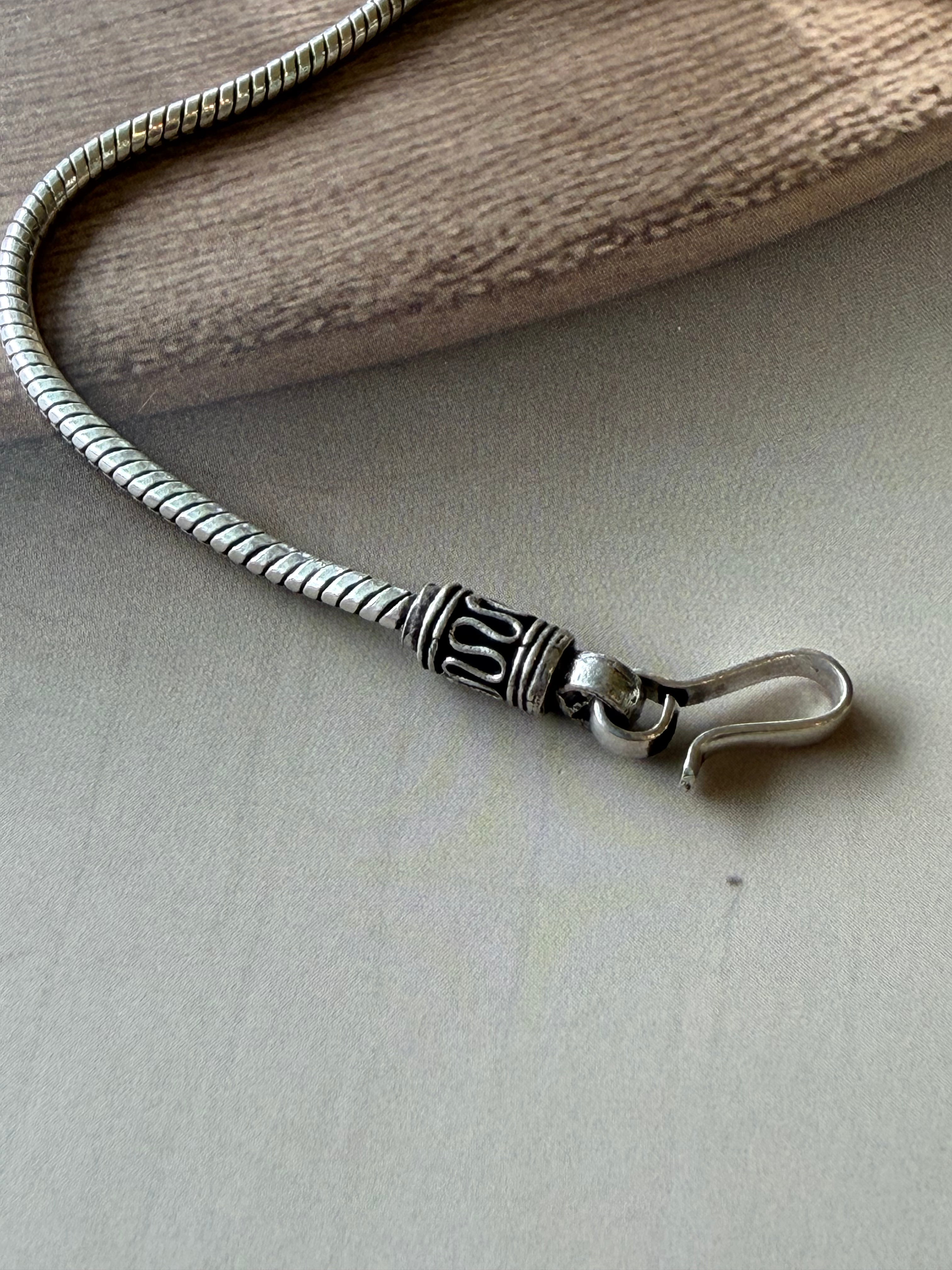 Veer 925 Silver Oxidised Snake Chain Bracelet