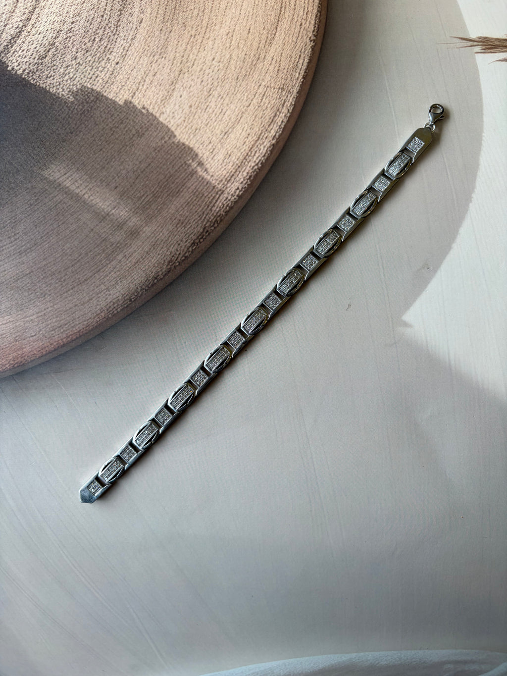 Aariz 925 Silver Geometric Stone Bracelet