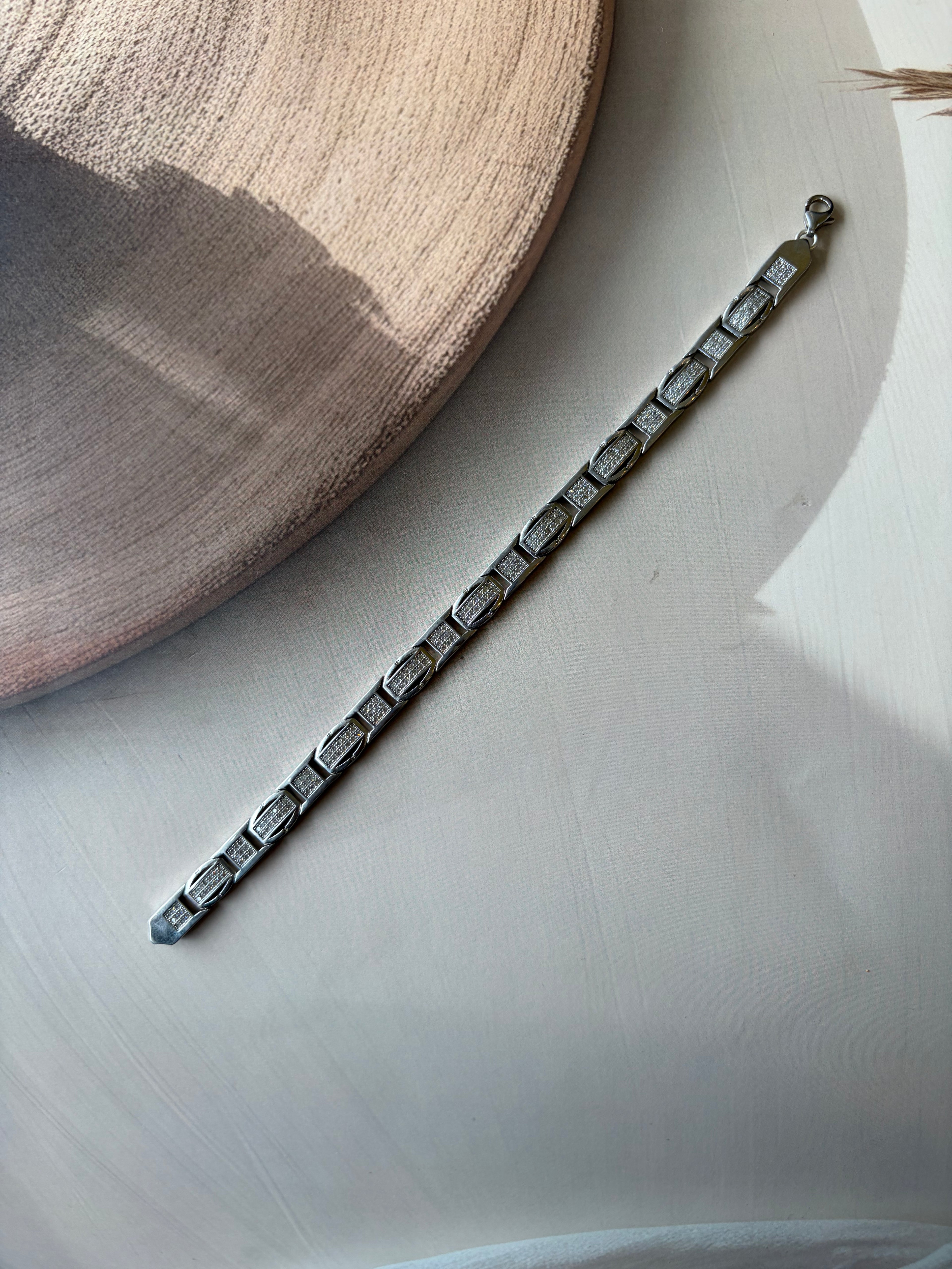 Aariz 925 Silver Geometric Stone Bracelet