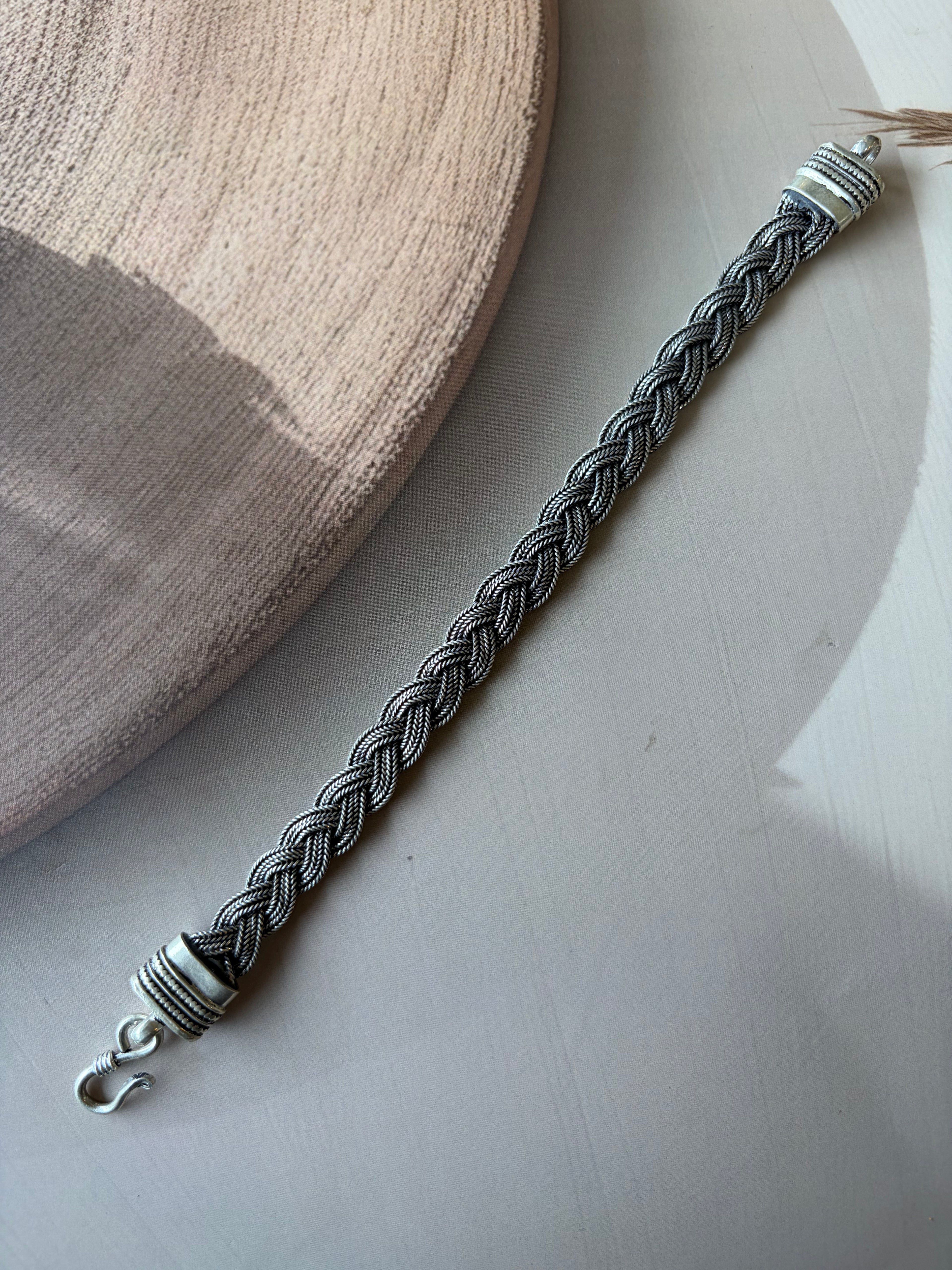 Kabir 925 Silver Oxidised Braided Bracelet